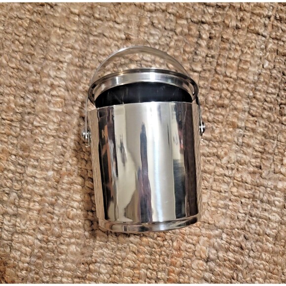 Insulated stainless steel Ice bucket w Tongs 7 .25"H Wine Chill Cooler w/ handle - Picture 12 of 16